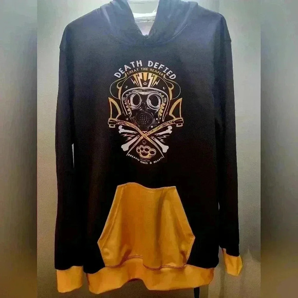 DEATH  DEFINED HOODIE Medium BLACK/YELLOW - Picture 1 of 3